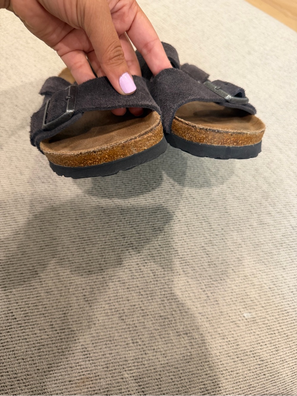 Birkenstock women’s Suede Two-Strap Slide Sandals - Gray - Picture 4 of 5
